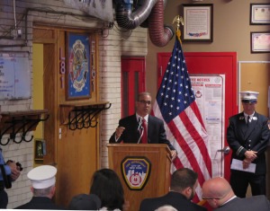 Staten Island Borough President marks the 100 anniversary of Ladder 81 in South Beach. Photo: Sam Villalobos.