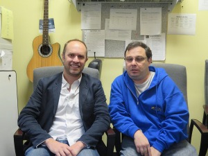 Aaron Feinstein CEO of ActionPlay (left) with Lifestyles Radio host Steven Filoramo.