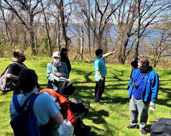 Photo of staff and participants on the front lawn of the Rutan-Becket House overlooking the Raritan Bay.